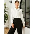thumbnail image 3 of INSPIRE CHIC Women's Sweet Ruffle Peter Pan Collar Button Up Work Shirts, 3 of 6