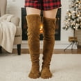 thumbnail image 5 of allydrew Fuzzy Thigh High Socks, Plush Over the Knee Winter Sleeping Slipper Stockings, Long Furry Leg Warmers, Brown, 5 of 5