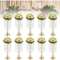 thumbnail image 2 of Miumaeov 10Pcs Table Decorative Vases with Acrylic Crystal Chains, 21.9inch Tall Wedding Centerpieces Tabletop Decor Flower Vases for Wedding Party Dinner Event Photography (Gold), 2 of 8