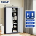thumbnail image 3 of AUHUP 72" Metal Cabinet with Locking Doors and 5 Adjustable Shelves,Gray White Garage Storage Cabinet for Warehouse, Basement, Home Office, Tool File Storage Utility Cabinets, 3 of 9