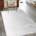 thumbnail image 4 of 3x5 Area Rugs, Grey Geometric Non-Skid Rubber Backing Large Rectangle Rugs - Living Room Bedroom Home Office, Modern White Stripe Abstract Distortion Art Indoor Floor Mat Carpets Washable Rug, 4 of 9