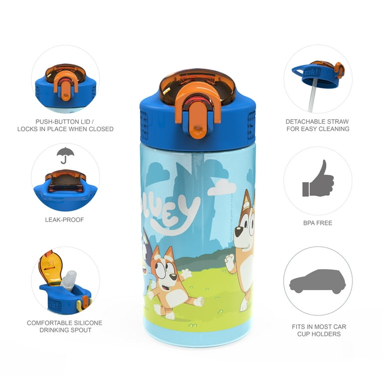  Zak Designs Blippi Kids Water Bottle with Spout Cover and  Built-in Carrying Loop, Made of Durable Plastic, Leak-Proof Water Bottle  Design for Travel (17.5 oz, Pack of 2) : Baby