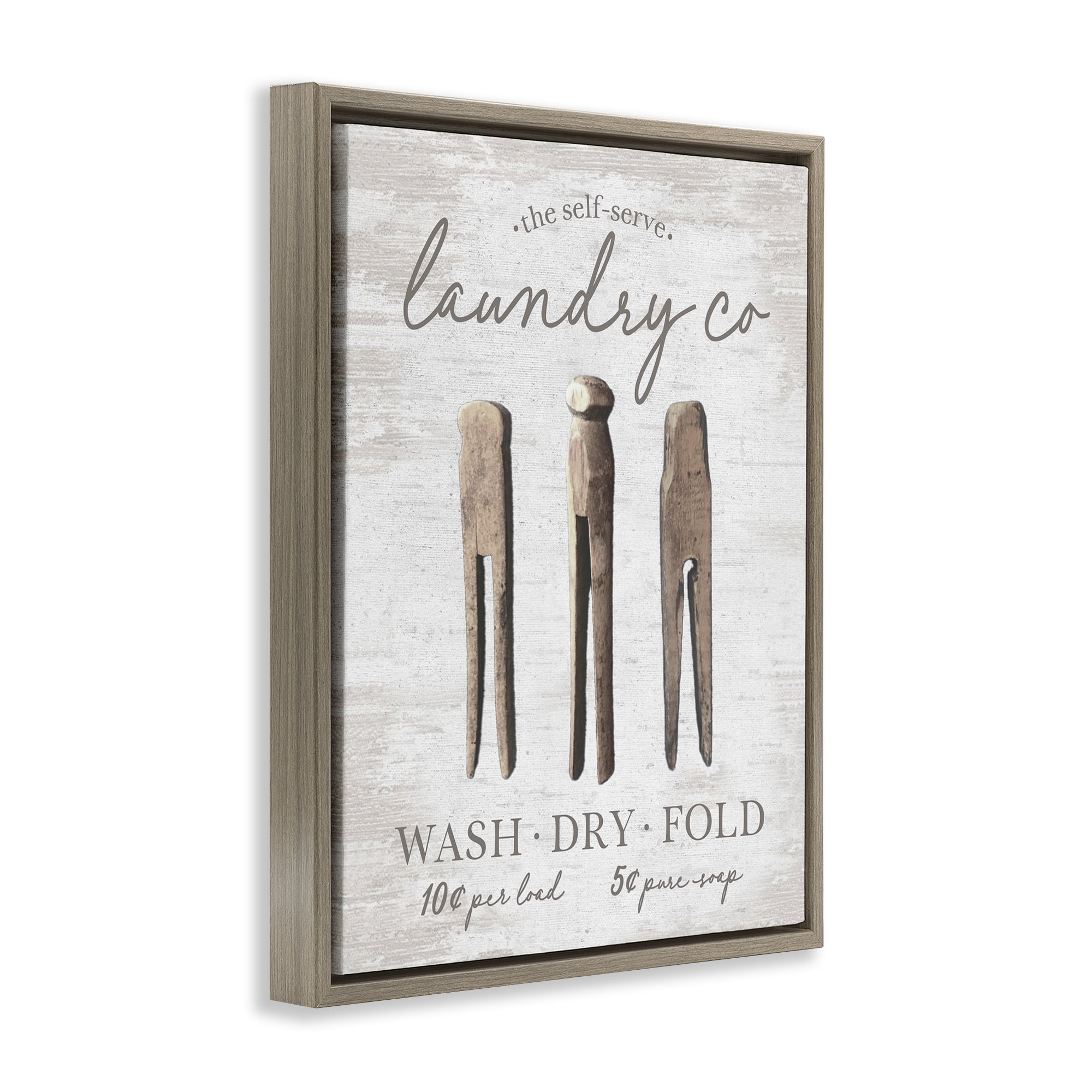 Stupell Industries Distressed Laundry Co Typography Painting Brown Floater Framed Art Print Wall Art, 25 x 31