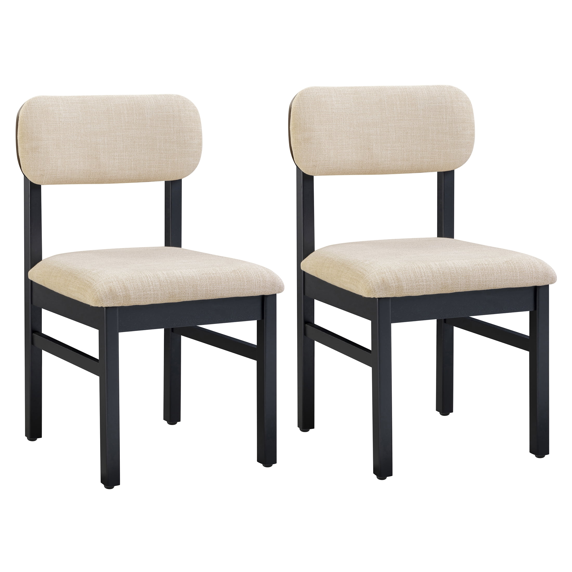 Better Homes & Gardens Juliet Upholstered Dining Chairs, Black and Cream, Set of 2