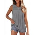 thumbnail image 4 of Women's tank top summer pleated round neck sleeveless top with loose pleats for women, 4 of 9