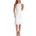 thumbnail image 2 of INSPIRE CHIC Tank Dress for Women's Boat Neck Textured Casual Office Sleeveless Sheath Dress XS White, 2 of 6