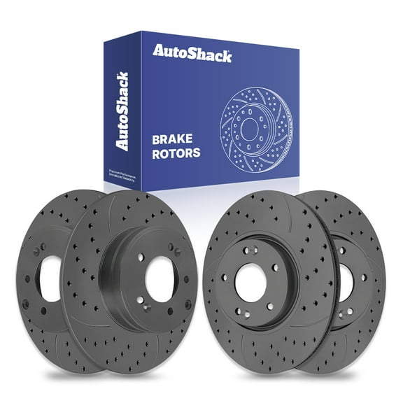 AutoShack Front & Rear Drilled & Slotted Brake Rotors | Replacement for 2011-2016 Hyundai Sonata 2011-2016 Kia Optima 2.0L 2.4L FWD | Black Matte Finish | 4-PC Set | BlackShield