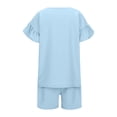 thumbnail image 3 of Krdevn Girls Summer Outfits 2 Piece Set Casual Round Neck Short Sleeve Top and Shorts Elastic Waist Comfortable Playwear for Toddler Kids,8-9 Years, 3 of 8