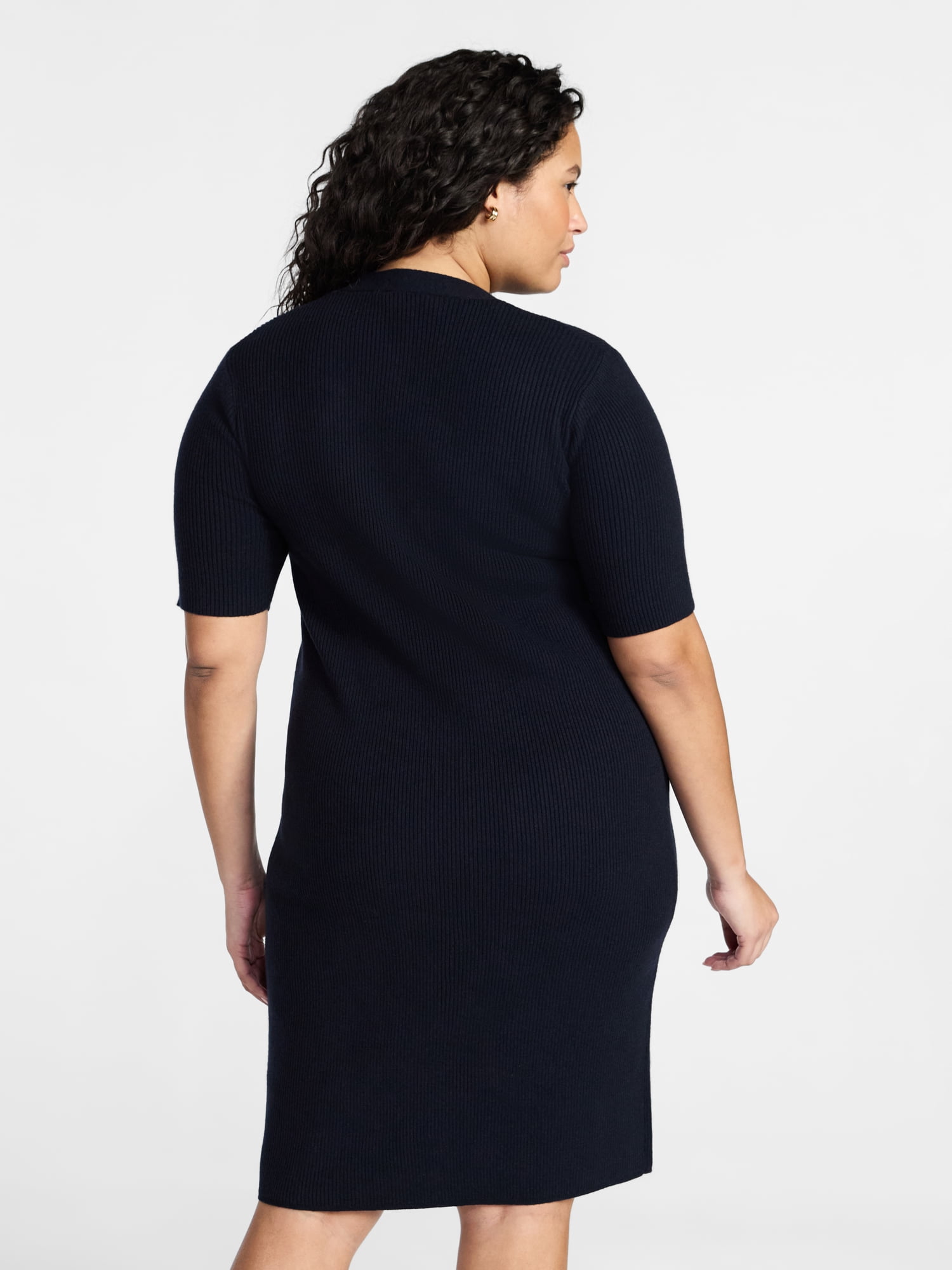 Terra & Sky Women’s Plus Fine Gauge Rib Knit Dress, Sizes 0X-5X