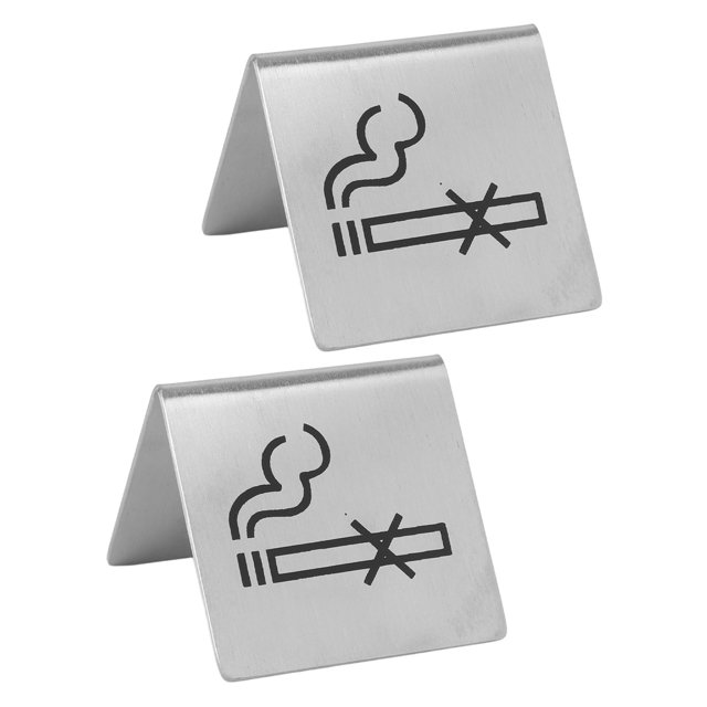 No Smoking Tabletop Sign, 2PCS Space Saving Slick Finish Table No Smoking Warning Sign for Lounges