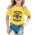 thumbnail image 1 of Hauts et T-Shirts pour Filles, Col Rond avec Lettres, Manches Courtes, Ajustement Confortable pour Usage Quotidien, Style Printemps Été pour Jeunes Filles, 1 of 3