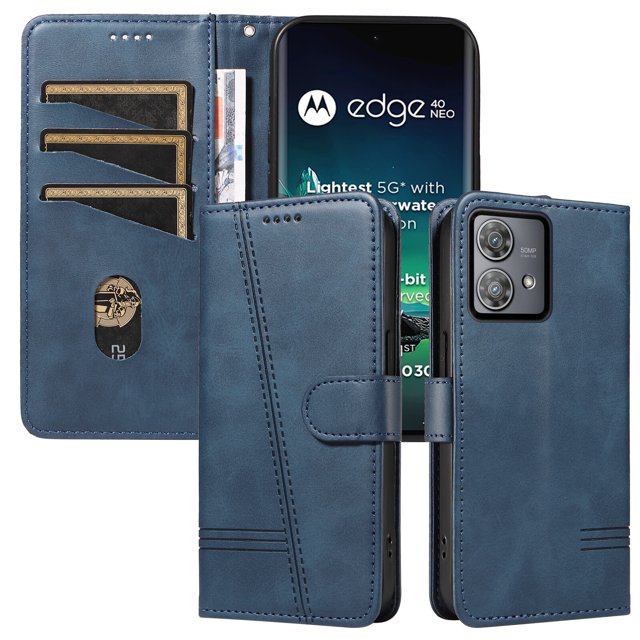 Phone Case for Motorola Edge 40 Neo Magnetic PU Leather Card Slots Durable Wallet Cover