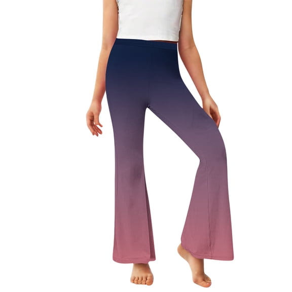 Eltusu Flare Leggings for Girls, Casual Stretch Elastic Waist Warm Kids Winter Pants Wine Size 5-16 T