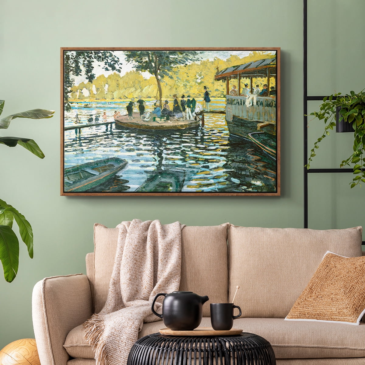 Vintage Landscape-CXV By Wexford Home Framed in Walnut Wood Gallery Wrapped Canvas 27 in. x 41 in.