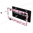 thumbnail image 6 of A Pair Of License Plate Frame Sunscreen Corrosion Resistant Rust 12.3×6.3in With Accessories Suitable For Any Car Modern Pink Ribbon Pattern With Geometric Elements, 6 of 8