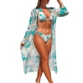 thumbnail image 1 of REDARER Stylish Mesh Bikini Three Piece Tankini Set with Matching Cover Up for Women, 1 of 9