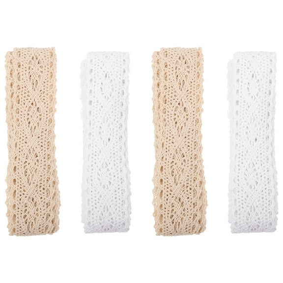 Lace Ribbon Clothes Trim Ornament Accessories Flower Trims Ribbons Cotton White 4 Rolls