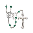 thumbnail image 1 of St. Christopher/Tennis Silver-Plated Rosary 6mm December Blue Fire Polished Beads Crucifix Size 1 5/8 x 1 medal charm, 1 of 1