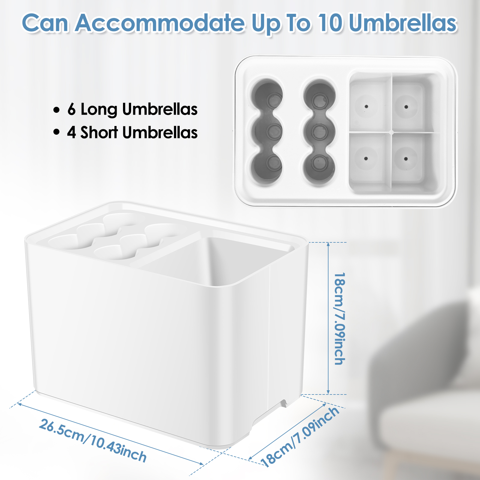 Lzvxtym Umbrella Rack Umbrella Stand with Removable Drip Tray Anti-Slip Base Umbrella Holder Store 10 Umbrella for Home Office Indoor