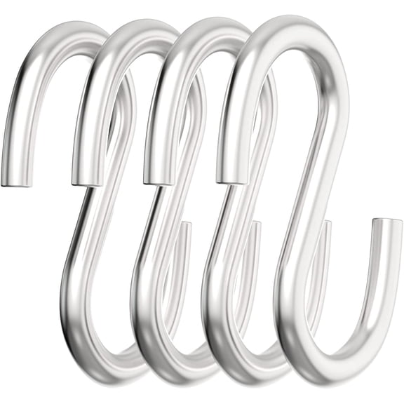 304 Stainless Steel 3 Inch S Hooks Heavy Duty Hanging Hook S Shaped Utility Hook for Hanging and Utility Use, Loads up to 550 lbs, 4 Pcs