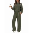 thumbnail image 1 of Conjuntos de Salón para Mujer, Conjuntos de 2 Piezas para Otoño, Pantalones Anchos, Conjuntos A Juego, Ropa de Mujer Verde XS, 1 of 8