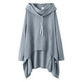 thumbnail image 3 of Asymmetrical Hem Hoodie for Women 2025 Long Sleeve Irregular Hooded Sweatshirt with Pockets Pullover Tops, 3 of 7