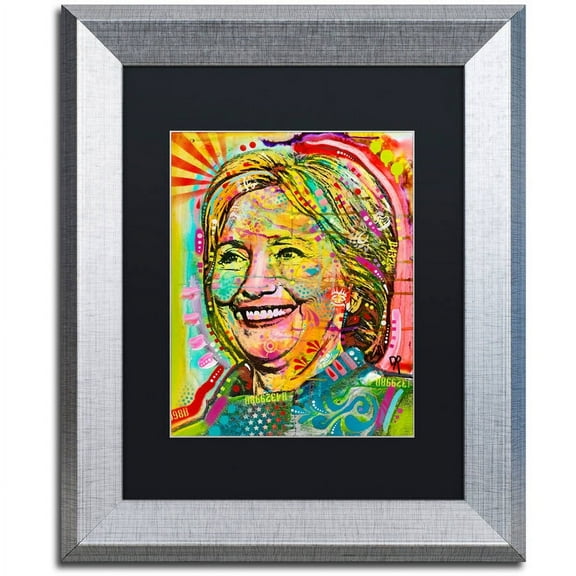 Trademark Fine Art "Hillary" Canvas Art by Dean Russo, Black Matte, Silver Frame