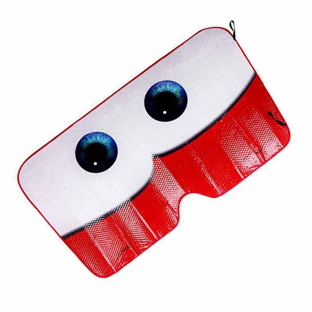 Cubierta protectora térmica para ventana de automóvil, parasol para parabrisas de automóvil con ojos de dibujos animados, diseño aerodinámico