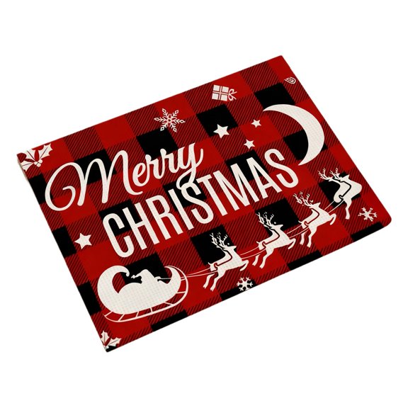 Christmas Table Placemats, Washable Winter Xmas Holiday Placemats Decoration