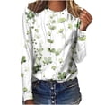 thumbnail image 1 of IROINID Deals Polyester T-Shirt à Manches Longues pour Femmes Confortable Col Rond Hauts Amples T-Shirts Imprimés Blouse, Vert, 1 of 4