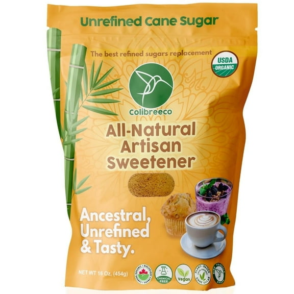 Colibreeco, Unrefined Cane Sugar, ( 1.0 Lb Bag ), Organic Powdered Sugar, Usda Organic.