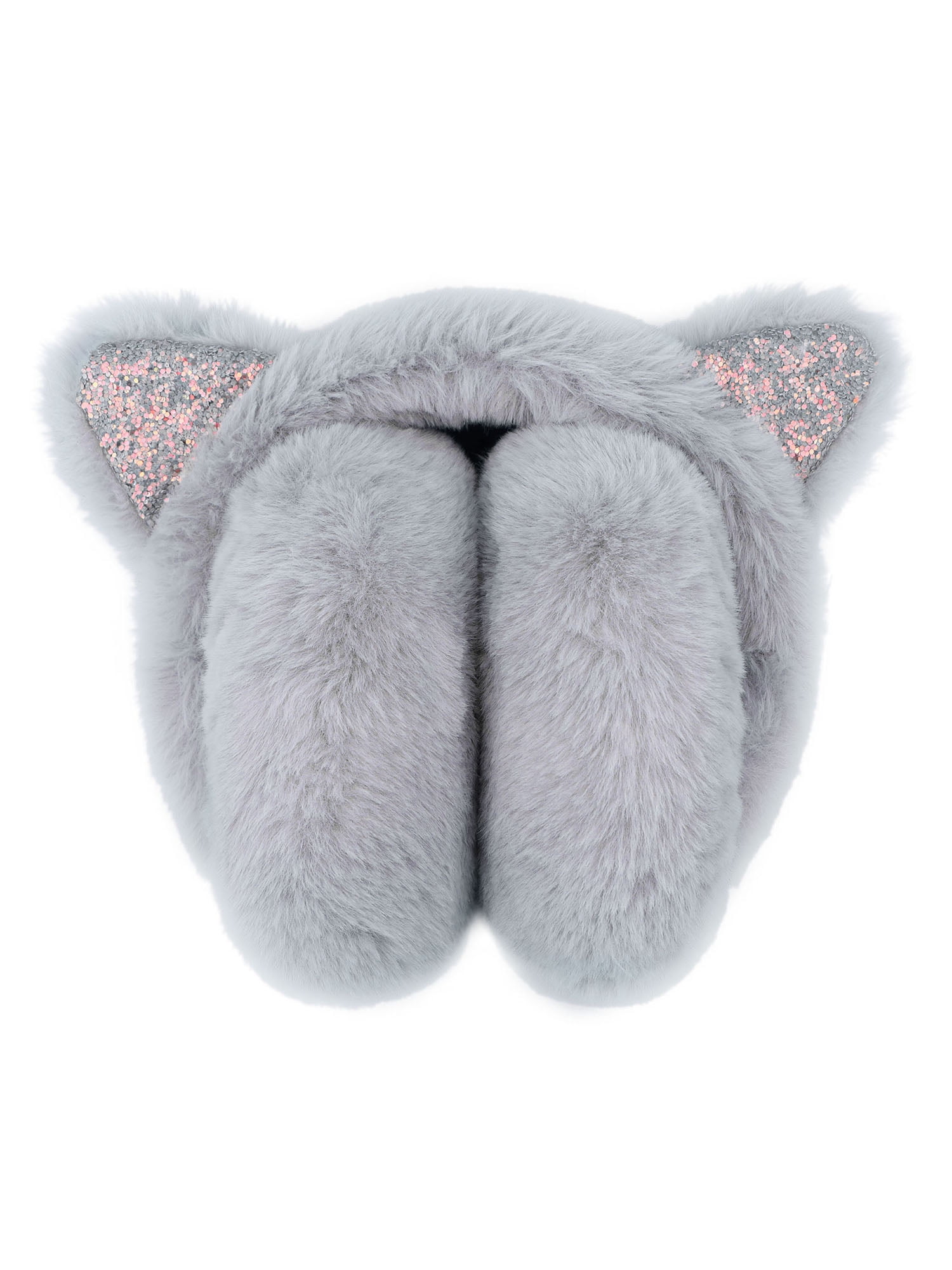 Winter Earmuff kids Soft Plush Foldable Cat Ear Warmers,Grey