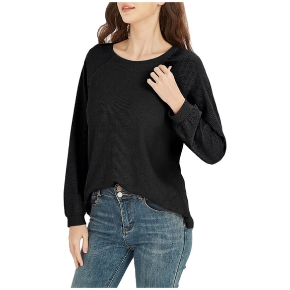 Oplxuo Sweaters for Women Lace Long Sleeve Tops 2025 Fall Dressy Casual Business Knitted Pullover Shirts Puff Cuffs Outfits
