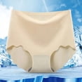 thumbnail image 2 of Xijirk Panties for Women,Plus Size Ice Silk Briefs High Waist Seamless Breathable Summer Thin for Lifting And Comfort,Womens Underwear,55-65KG,Beige, 2 of 5