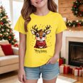 thumbnail image 2 of sdbrld Kids Xmas Shirts for Girls Christmas Short Sleeve Funny T-Shirt Tops for Holiday Party Clothes Yellow Sizes 13-14 Years, 2 of 4