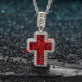 thumbnail image 3 of HOOUN Full Diamond Cross Pendant Punk Fried Dough Twists Chain Necklace Accessories-Silver-Blue, 3 of 4