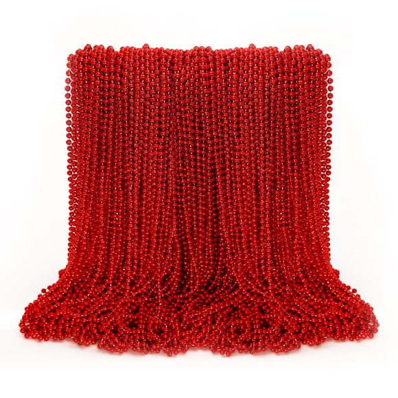 Collar de juguete rojo EOBOH con cuentas de Mardi Gras, 33 cm, 100 unidades, plástico