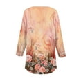 thumbnail image 4 of Xyxonk Women's Tops 3/4 Sleeve Casual Vintage Floral Printed Shirts Oversized V Neck Tunic Tops Summer Three Quarter Length T Shirt Clothing Women's Blouses Orange L, 4 of 5
