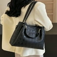 thumbnail image 4 of LNGOOR Solid Color Skull Print Handbag  Fashionable And Trendy Shoulder Bag  Large Capacity Gothic Style Versatile Square Bag  Suitable For College Students To Pack Books In Class  Commut, 4 of 7