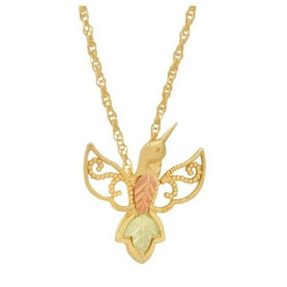 TR Jewelry Concepts G C25724 CCO 10K Black Hills Gold Hummingbird Pendant, Tri Color