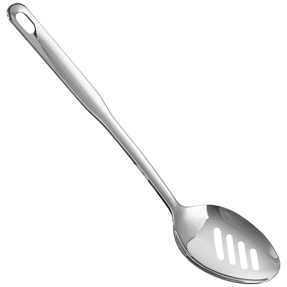 304 Stainless Steel Slotted Spoon – 12.8 in Large Mirror Polished Serving Spoon with Ergonomic Long Handle, Heat Resistant, Slotted Design for Draining, Ideal for Home, Restaurant & Hotel