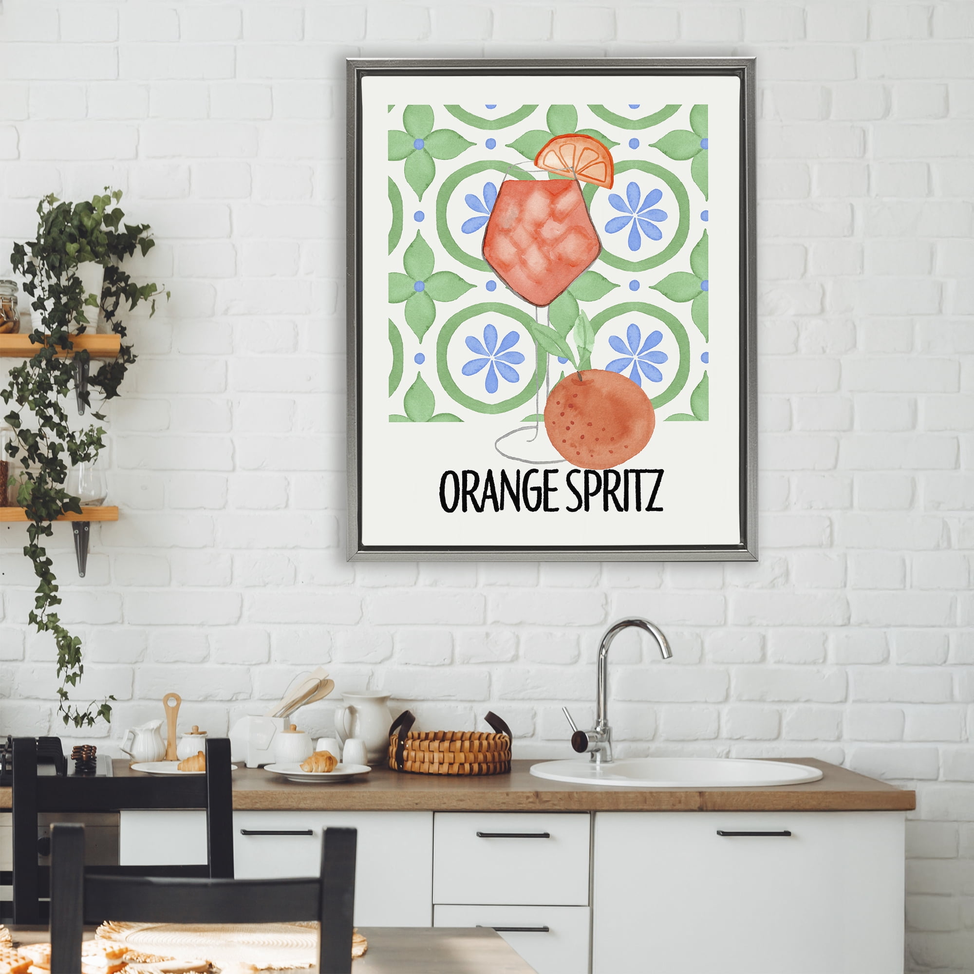 Stupell Industries Orange Spritz On My Mind Gray Framed Floater Canvas Wall Art, design by Nina Jacobs