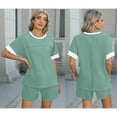 thumbnail image 6 of Oversized 2 Piece Set for Womens Summer Color Block Short Sleeve Tops Matching Shorts Lounge Sets, 6 of 8
