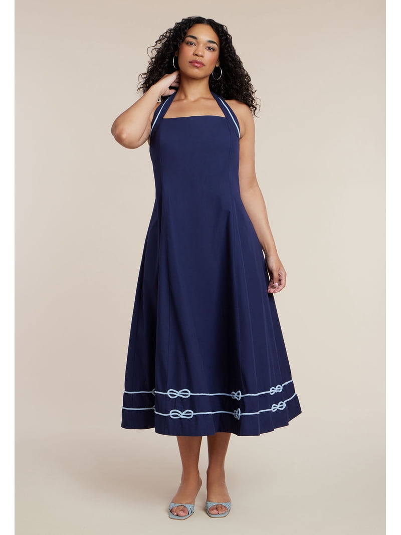 halter plus size midi dress Glamorous Plus Size Glittery Halter Neck Midi Wedding Guest Dress