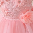 thumbnail image 3 of IDOPIP Infant Baby Flower Girl Dress Asymmetric Shoulder 3D Flowers Toddler Wedding Formal Birthday Party Pageant Tiered Tulle Gowns Tutu Dresses 9-12 Months Pink, 3 of 8