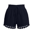 thumbnail image 7 of Hurxie Womens Shorts Summer Casual Loose Elastic Waist Drawstring Lace Boho Beach Cover Up Shorts Navy,2XL, 7 of 7