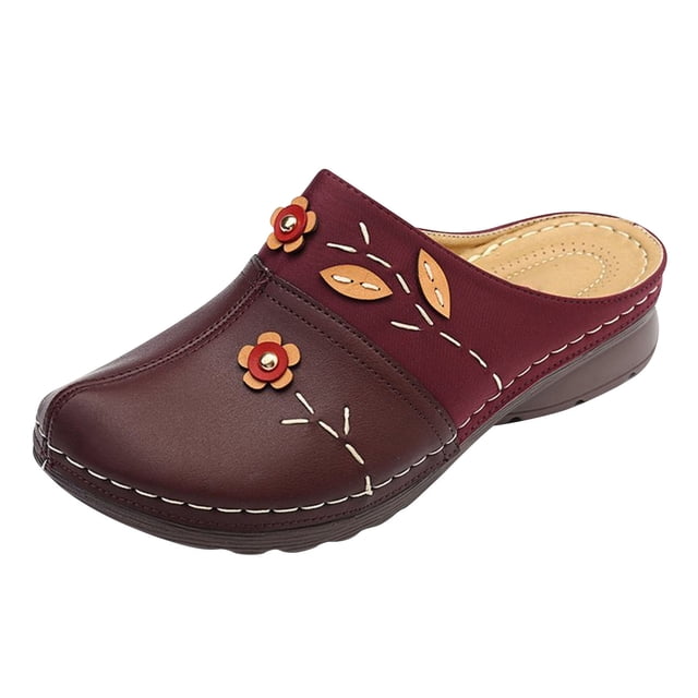 Sandalias y zapatillas de mujer con tacón de cuña y flores huecas de talla grande de verano Wmkox8yii hj789