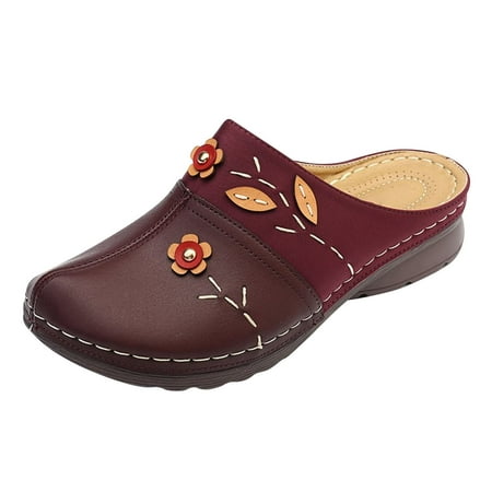 

KKCXFJX slippers for women 2022 Summer Plus Size Hollow Flower Wedge Heel Women s Sandals And Slippers Slippers