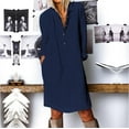 thumbnail image 2 of Women'S Casual Dresses Solid Lapel Fashion Loose Cotton Shirt Color Dress, 2 of 3