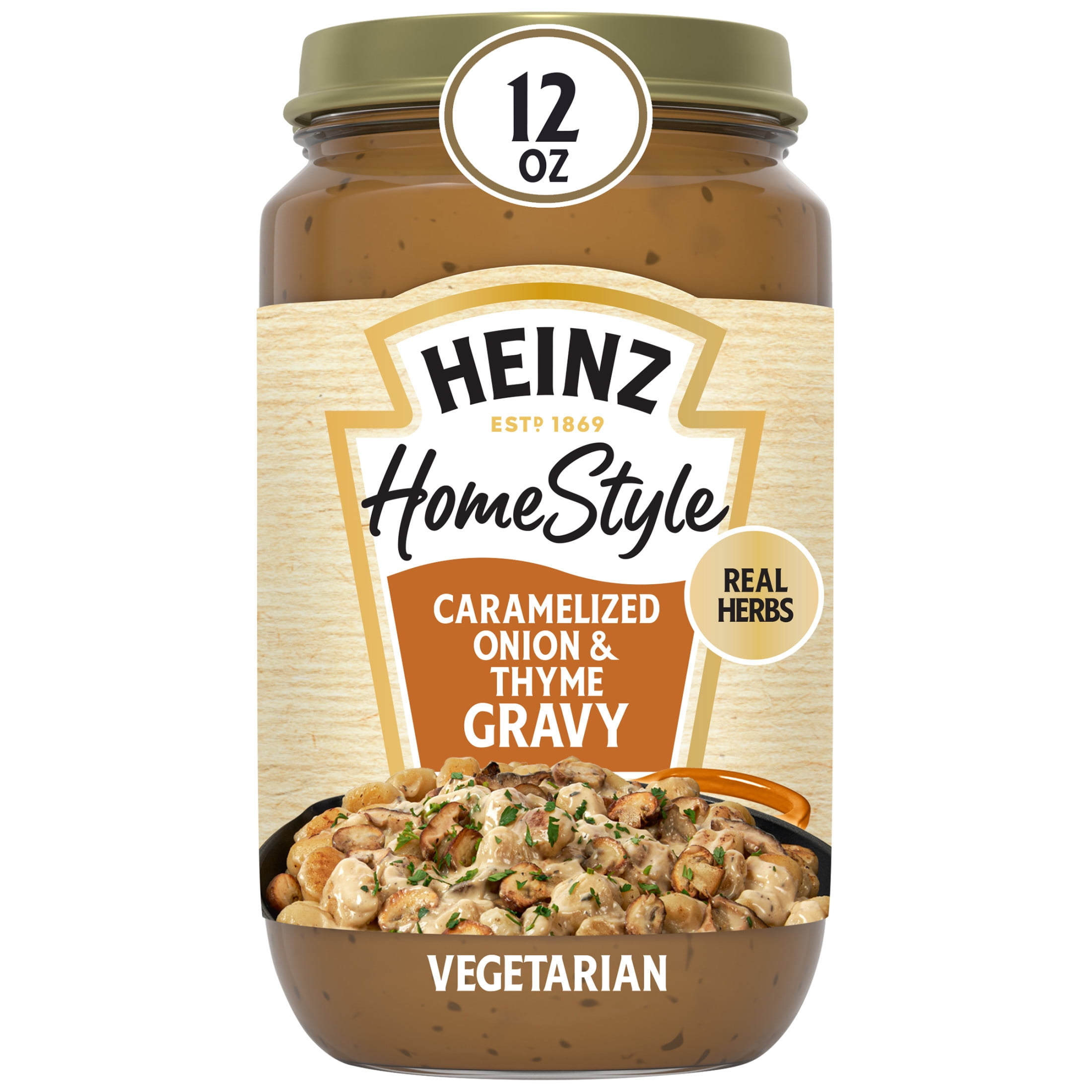 (12 pack) Heinz HomeStyle Caramelized Onion and Thyme Gravy, 12 oz Jar